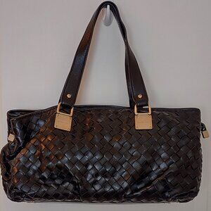 Vintage Michael Kors South Newbury Leather Woven Hobo Handbag